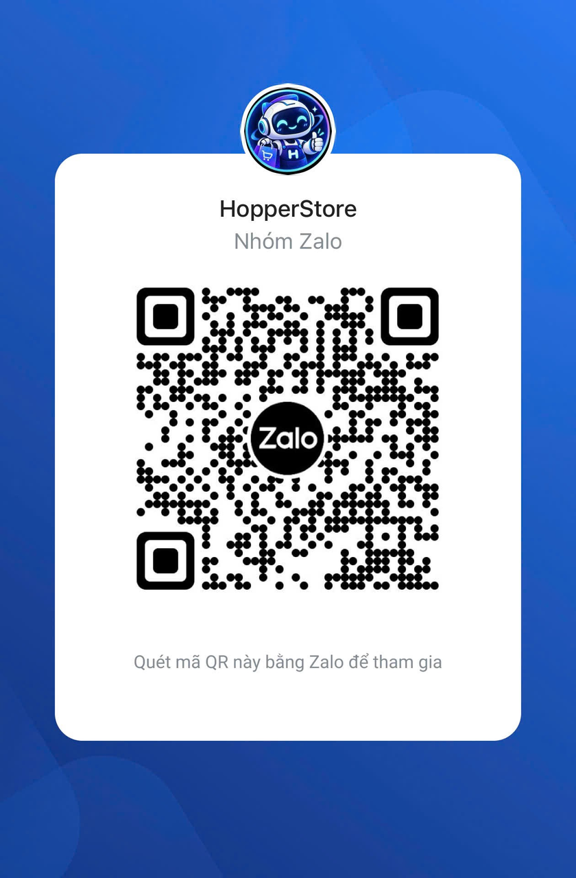 Mã QR nhóm Zalo hỗ trợ và bảo hành Hopper Store